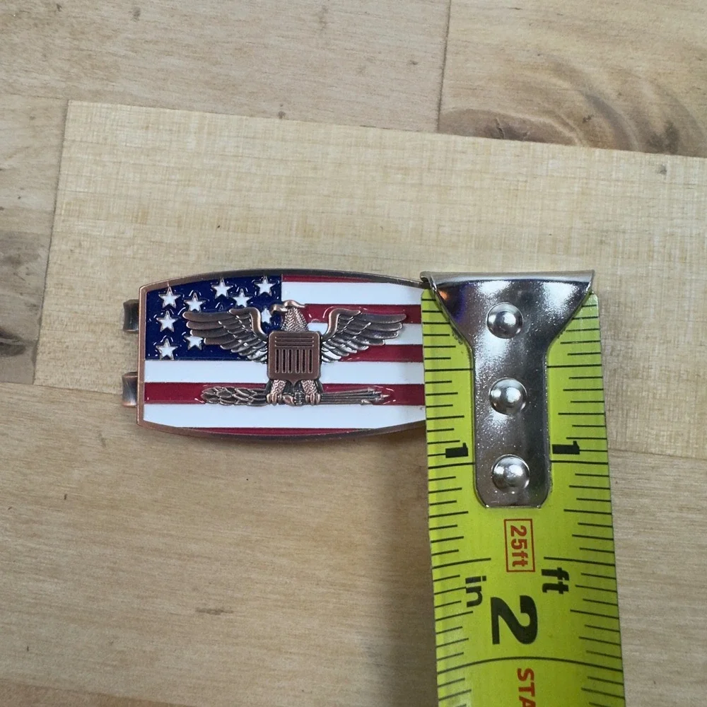 American Flag Eagle Money Clip Copper Tone Enamel Patriotic Mens Accessory 2in